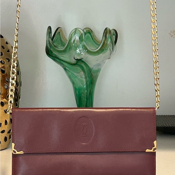 Cartier Must de Cartier Tri-fold Long Wallet Clasp Wallet & Crossbody Gold Chain - Picture 2 of 10